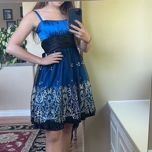 Blue formal dress with glitter bottom